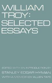 Cover of: William Troy: Selected Essays