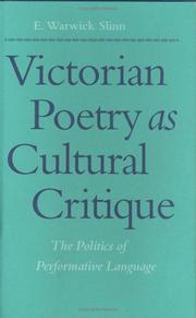 Victorian poetry as cultural critique by E. Warwick Slinn