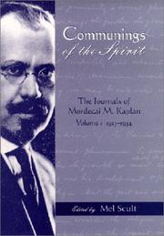 Cover of: Communings of the Spirit: The Journals of Mordecai M. Kaplan 1913-1934 (American Jewish Civilization Series)