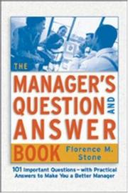 Cover of: The Manager's Question and Answer Book