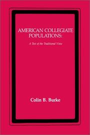 Cover of: American collegiate populations: a test of the traditional view