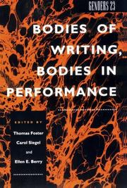Cover of: Bodies of Writing, Bodies in Performance (Genders, 23) by 