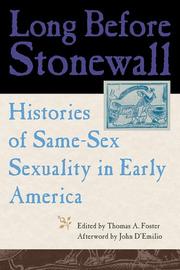 Cover of: Long Before Stonewall by Thomas A. Foster, Thomas A. Foster