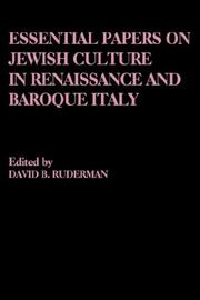 Cover of: Essential papers on Jewish culture in Renaissance and baroque Italy