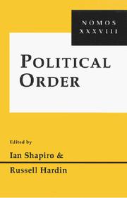 Cover of: Political Order: Yearbook of the American Society for Political and Legal Philosophy (Nomos)