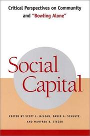 Cover of: Social Capital by Scott L. McLean , David A. Schultz, Manfred B. Steger
