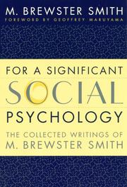 Cover of: For a Significant Social Psychology: The Collected Writings of M. Brewster Smith