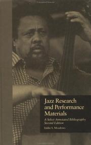 Cover of: Jazz research and performance materials by Eddie S. Meadows