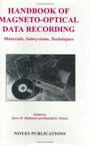 Cover of: Handbook of magneto-optical data recording by edited by Terry W. McDaniel, Randall H. Victora.