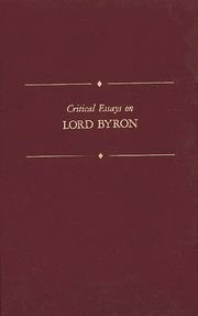 Cover of: Critical essays on Lord Byron