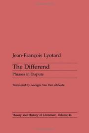 Cover of: The Differend by Jean-François Lyotard