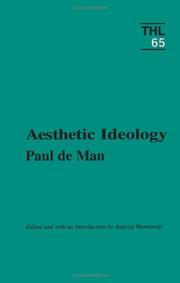 Cover of: Aesthetic ideology by Paul de Man