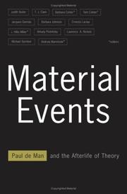 Cover of: Material Events: Paul De Man and the Afterlife of Theory