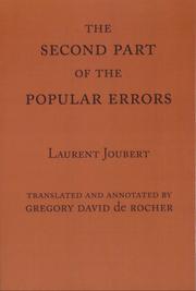 Cover of: The second part of the Popular errors by Joubert, Laurent