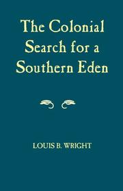 Cover of: The colonial search for a southern Eden