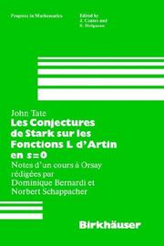 Cover of: Les conjectures de Stark sur les fonctions L d'Artin en s=O by John Torrence Tate
