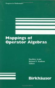 Cover of: Mappings of operator algebras: proceedings of the Japan-U.S. joint seminar, University of Pennsylvania, 1988