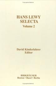 Cover of: Hans Lewy Selecta: Volume 2 (Contemporary Mathematicians)