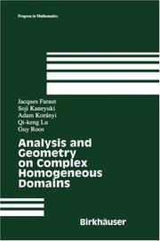 Cover of: Analysis and Geometry on Complex Homogeneous Domains (Progress in Mathematics)