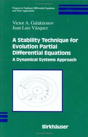 Cover of: A Stability Technique for Evolution Partial Differential Equations: A Dynamical Systems Approach (Progress in Nonlinear Differential Equations and Their Applications)