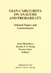 Cover of: Gian-Carlo Rota on Analysis, Convexity, and Probability