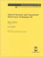 Cover of: Optical security and counterfeit deterrence techniques III: 27-28 January 2000, San Jose, California