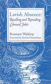 Cover of: Lavish absence: recalling and rereading Edmond Jabès