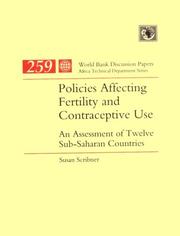 Cover of: Policies affecting fertility and contraceptive use: an assessment of twelve sub-Saharan countries