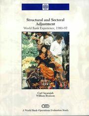 Cover of: Structural and sectoral adjustment: World Bank experience, 1980-92