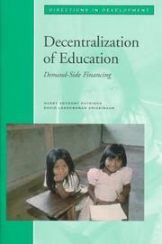 Cover of: Decentralization of education: demand-side financing