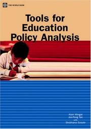 Cover of: Tools for Education Policy Analysis by Alain Mingat, Jee-Peng Tan, Shobhana Sosale