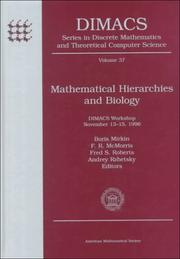 Cover of: Mathematical hierarchies and biology by Boris Mirkin ... [et al.], editors.