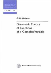 Cover of: Geometric Theory of Functions of a Complex Variable