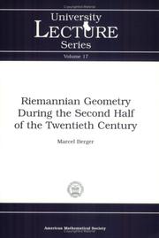 Cover of: Riemannian geometry during the second half of the twentieth century