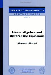 Cover of: Linear Algebra and Differential Equations (Berkeley Mathematics Lecture Notes Vol 11) by Alexander Giventhal, Alexander Givental