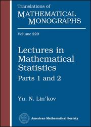 Cover of: Lectures in mathematical statistics by Linʹkov, I͡U. N.