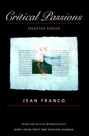 Cover of: Critical passions by Franco, Jean.