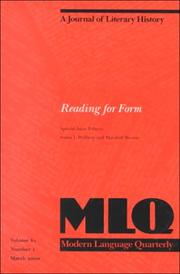 Cover of: Reading for Form: A special issue of Modern Language Quarterly (Mlq : a Journal of Literary History Volume 61, Number 1, March 2000) by Susan Wolfson