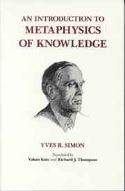 Cover of: An introduction to metaphysics of knowledge