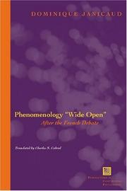 Cover of: Phenomenology "wide open": after the French debate