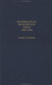 Cover of: Mathematical book review index, 1800-1940