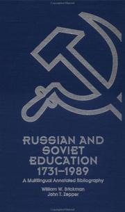 Cover of: Russian and Soviet education, 1731-1989 by William W. Brickman