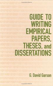 Cover of: Guide to Writing Empirical Papers, Theses, and Dissertations by G. David Garson, G. David Garson