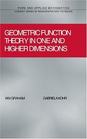 Cover of: Geometric function theory in one and higher dimensions