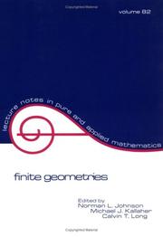 Cover of: Finite geometries: proceedings of a conference in honor of T.G. Ostrom