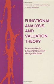 Cover of: Functional analysis and valuation theory by Lawrence Narici