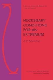 Cover of: Necessary conditions for an extremum