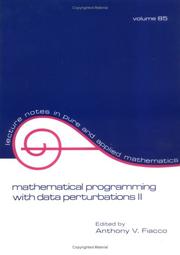 Cover of: Mathematical programming with data perturbations II