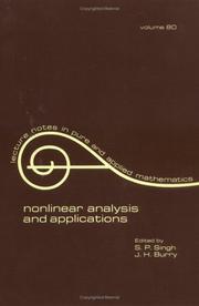 Cover of: Nonlinear analysis and applications by edited by S.P. Singh and J.H. Burry.