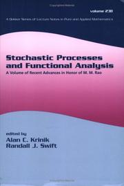 Cover of: Stochastic processes and functional analysis: a volume of recent advances in honor of M.M. Rao